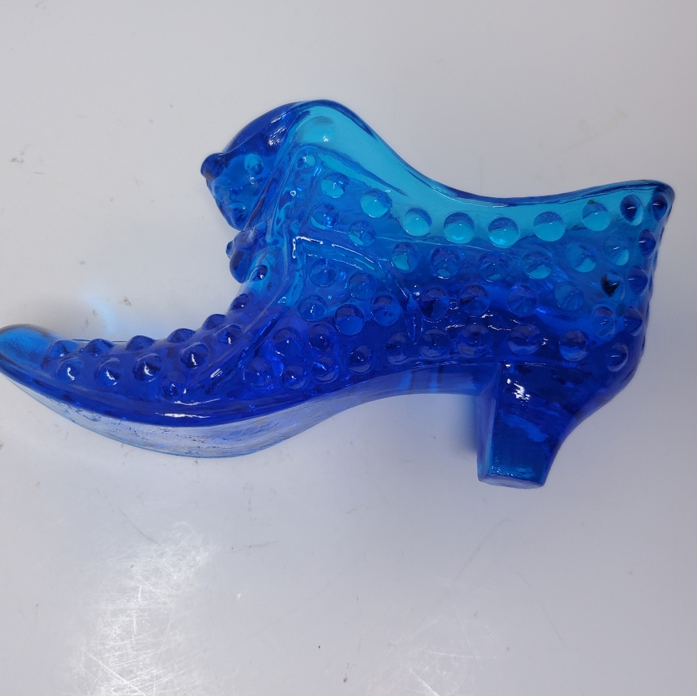 Cobalt blue hobnail slipper with cat head - Picture 7 of 9